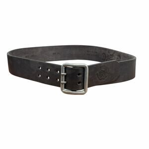 Diesel Leather Belt Double Prong Men SZ 35 Black Rugged Biker Moto Grunge Edgy